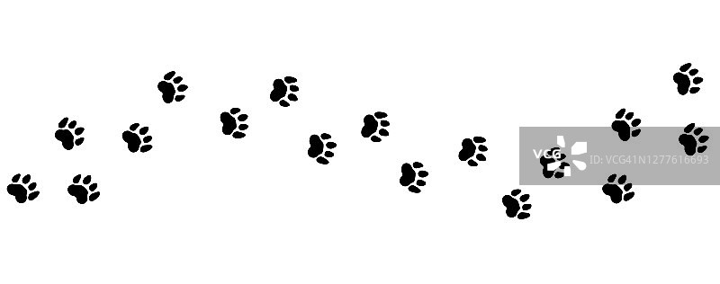 动物的脚印。宠物脚印，猫或狗道路矢量插图图片素材