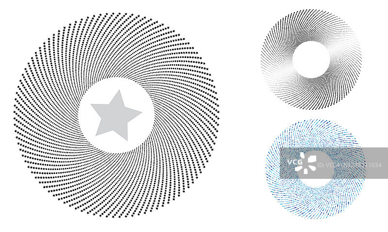 现代抽象背景。半色调星形圆。圆形的标志。向量和框架图片素材