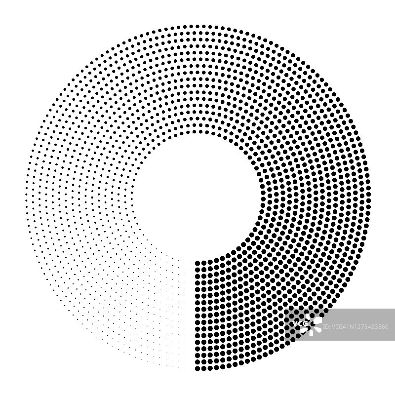 圆点的图案从固体上衰减360度。许多轨道。图片素材