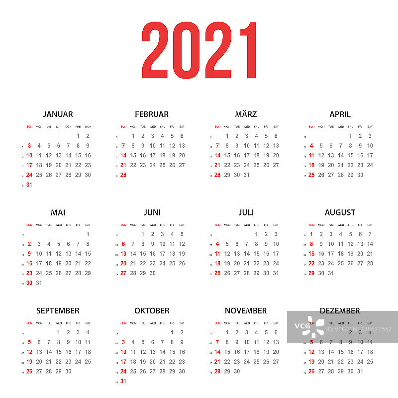 德国2021年日历图片素材