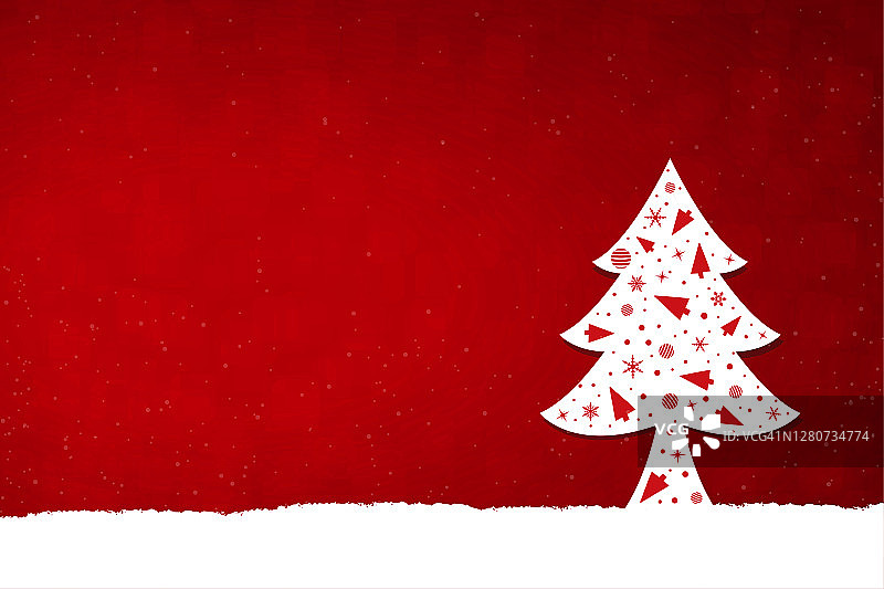 有创意的大红色圣诞矢量背景与一个有创意的装饰皇家圣诞树图片素材