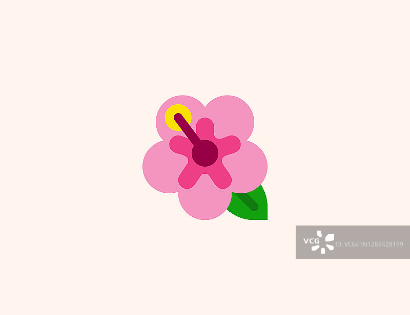 芙蓉花矢量图标。孤立的木槿花植物平面彩色符号-向量图片素材