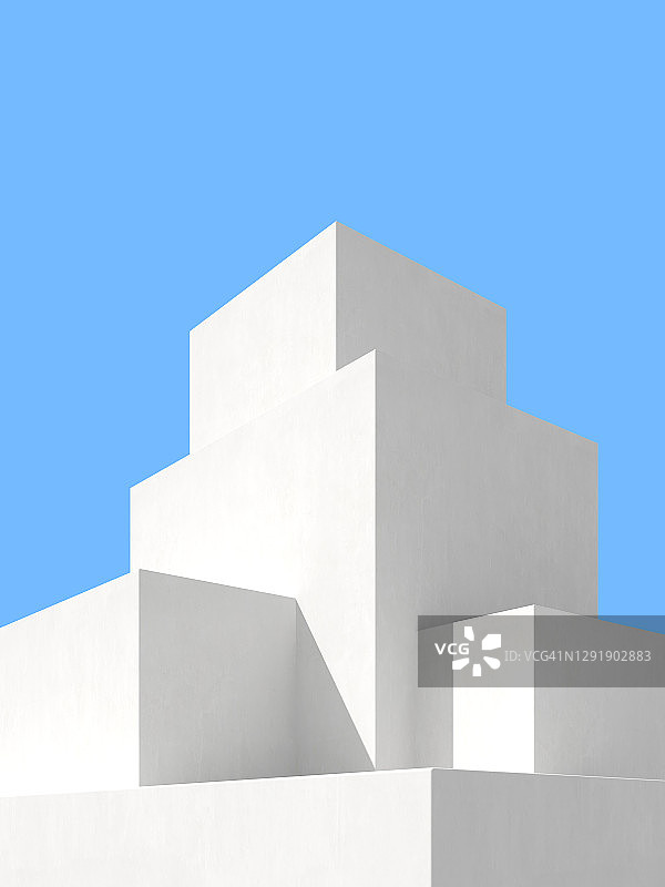 抽象建筑背景的3D插图，简约建筑海报。图片素材