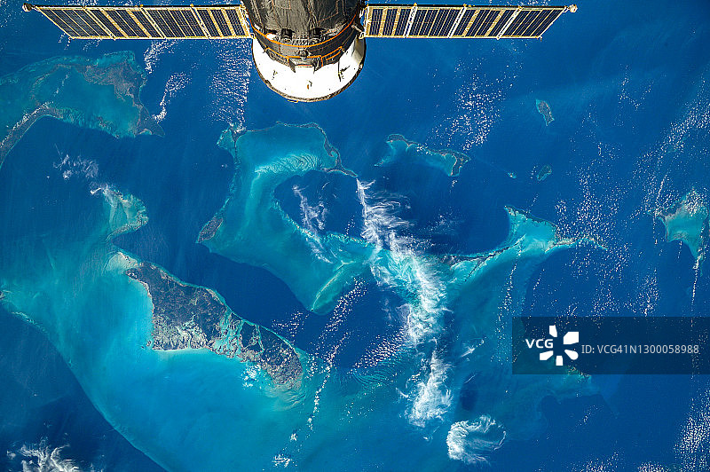 地球的细节从国际空间站看到，数字增强图片素材