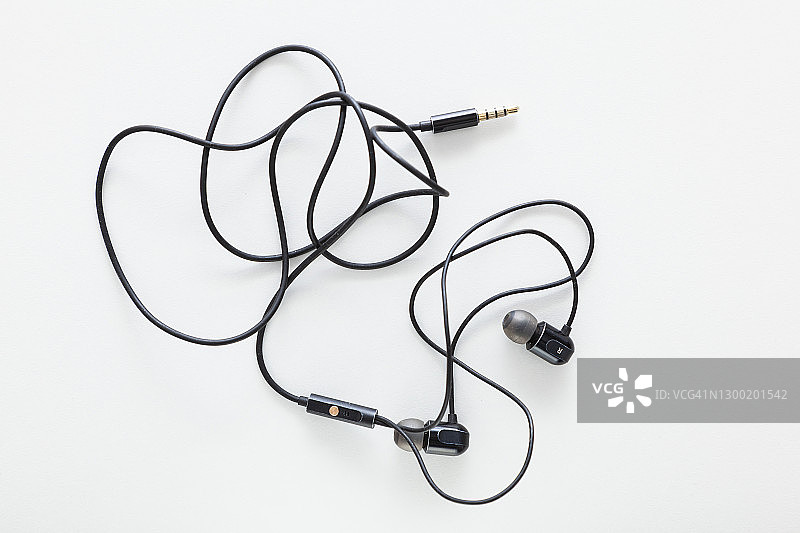 有线硅胶耳机与插孔连接器图片素材