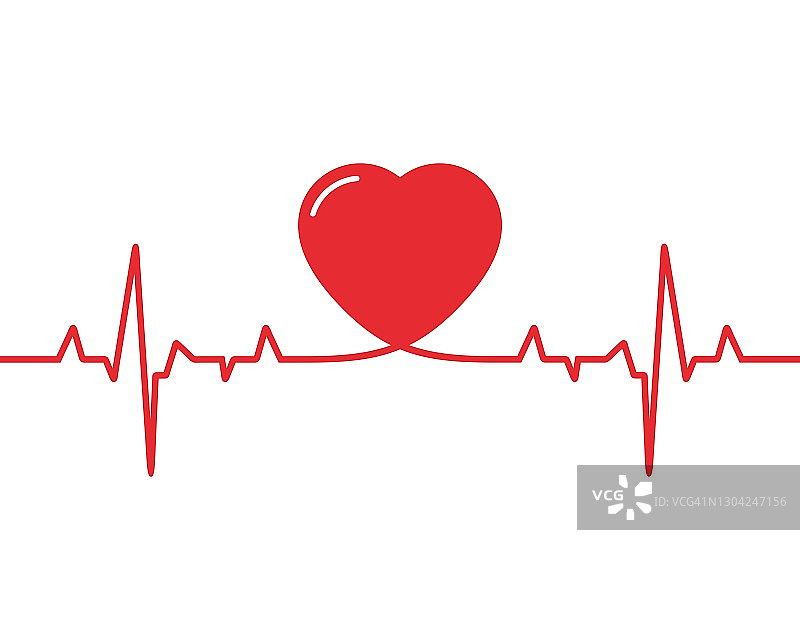 心脏跳动监测仪脉搏线图标，矢量图图片素材