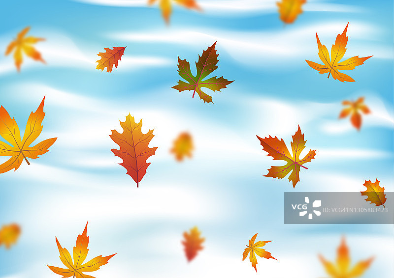 秋天的背景是落叶飞舞图片素材