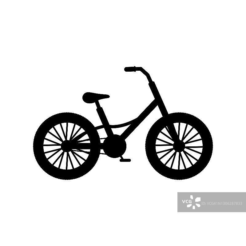 自行车图标。孩子们的自行车轮廓图片素材