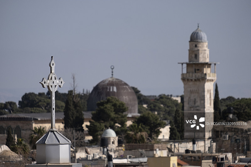 耶路撒冷老城的屋顶景观图片素材