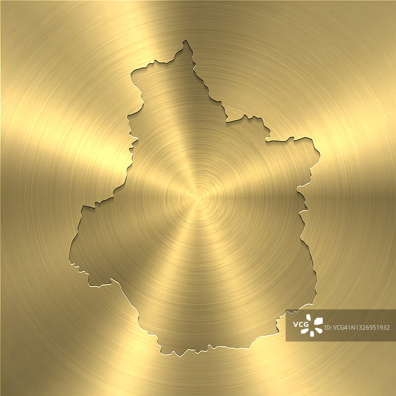 中央瓦尔卢瓦尔地图上的金色背景-圆形拉丝金属纹理图片素材