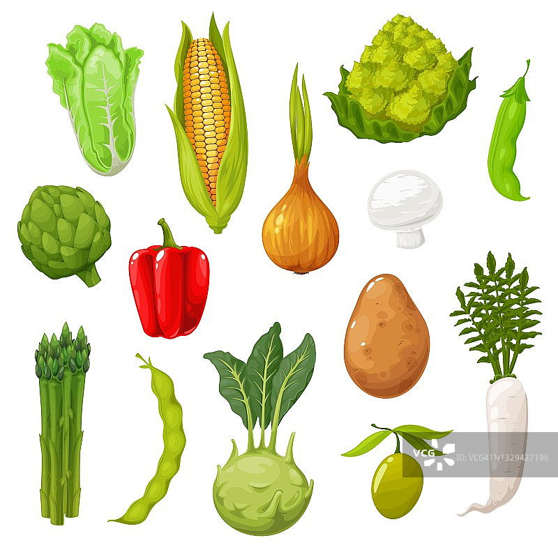 农场卡通蔬菜，有机蔬菜丰收图片素材