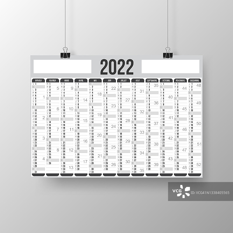 法国日历2022 -海报在灰色背景图片素材