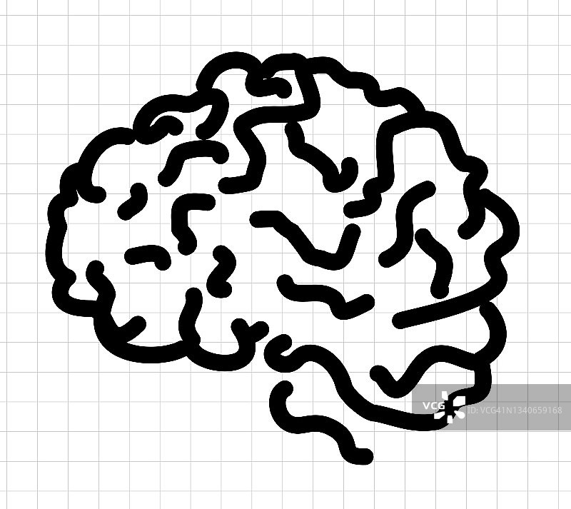 白色背景下的人脑插图图片素材