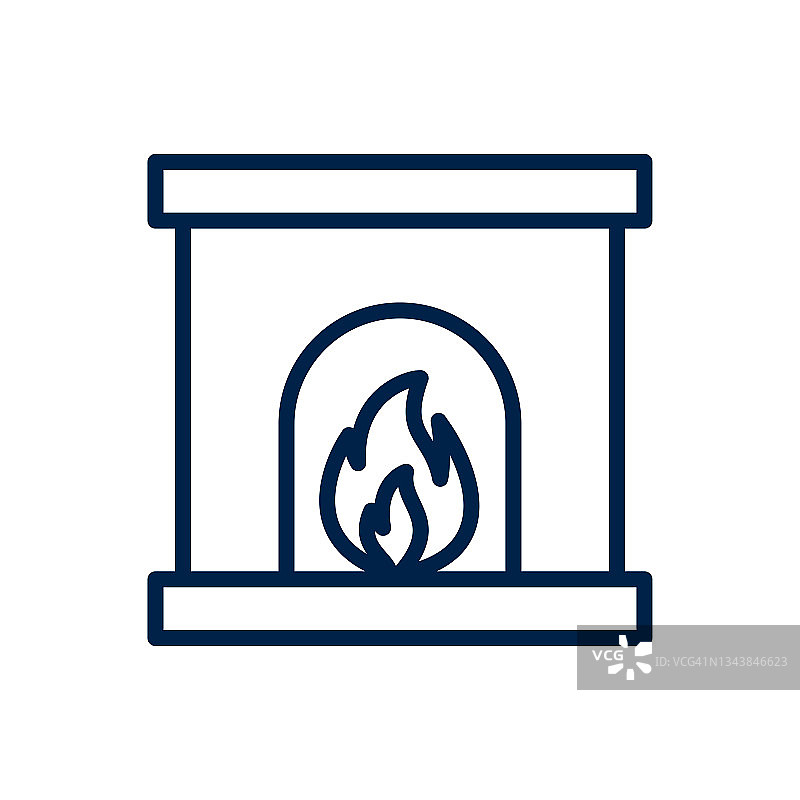 壁炉图标标志模板隔离在白色背景。图片素材