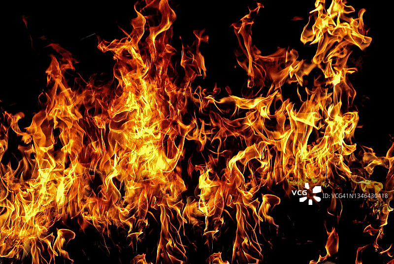 火灾火焰纹理。火灾火焰背景。燃烧的概念图片素材