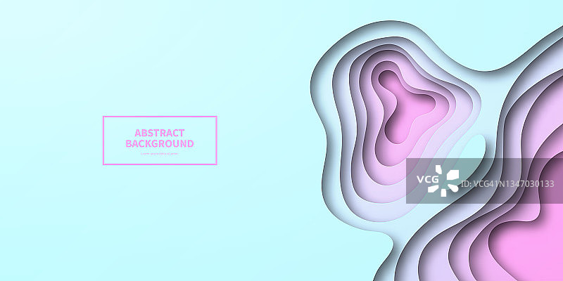 剪纸背景-粉红色抽象波浪形状-时尚的3D设计图片素材