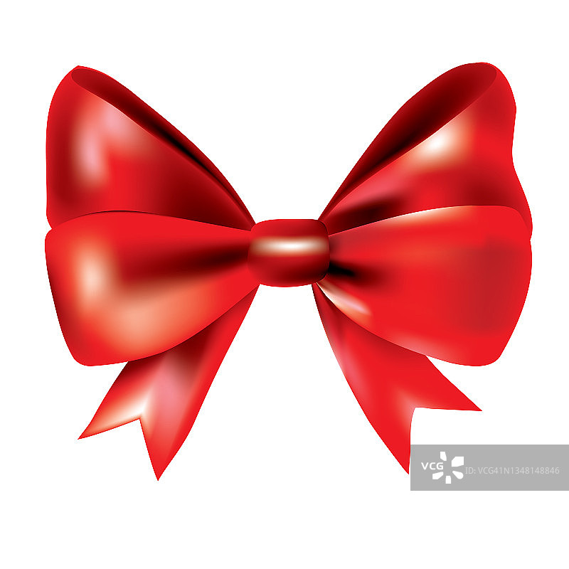 礼物蝴蝶结丝带丝。红色领结孤立在白色背景上。3D礼物蝴蝶结为圣诞礼物，节日装饰，生日庆祝。图片素材