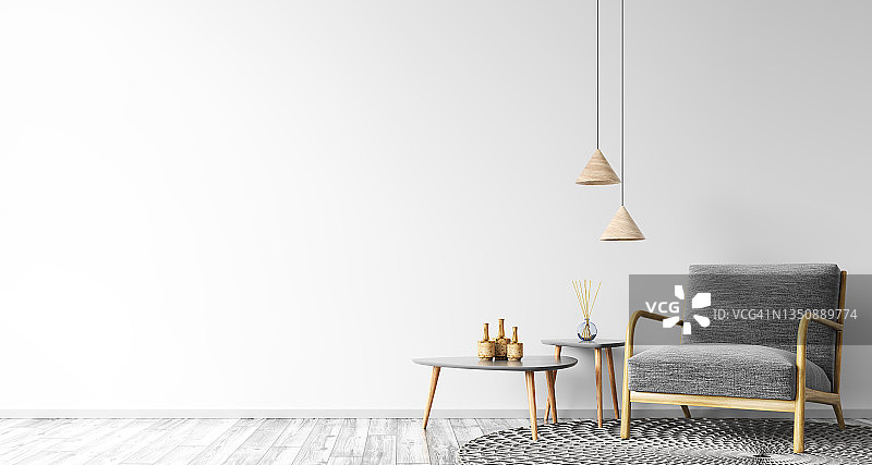室内扶手椅和咖啡桌3d渲染图片素材