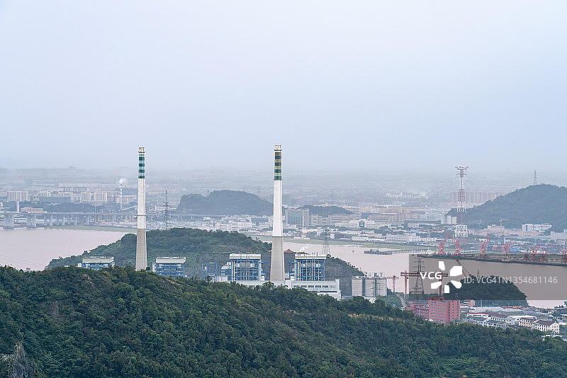 中国火力发电厂的航空摄影图片素材