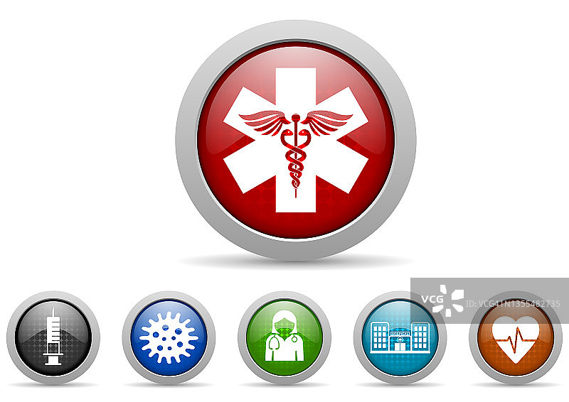 健康和药物图标集，保健概念网页按钮图片素材