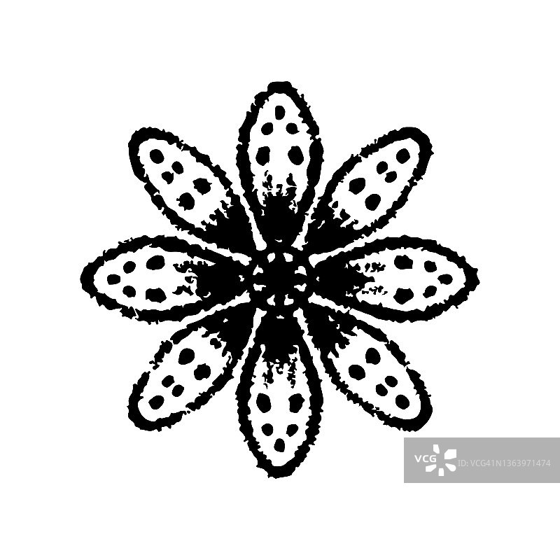 花朵图标。黑色墨水轮廓线素描轮廓。矢量简单平面图形手绘插图。白色背景上的孤立物体。隔离。图片素材