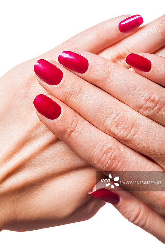 有着红指甲的女人优雅的手图片素材