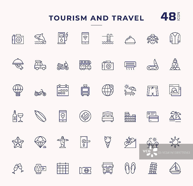 旅游和旅游可编辑的笔画线图标图片素材
