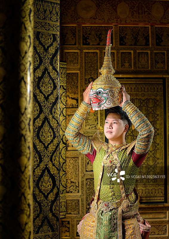 Khon，是一种带面具的经典泰国舞蹈。这是长尾猴图片素材