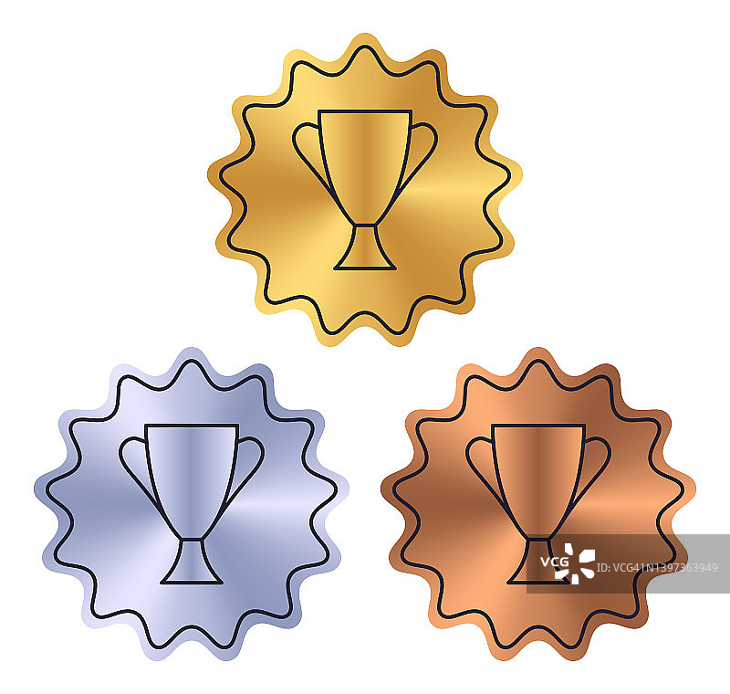 金、银、铜奖奖杯奖得主设计元素符号图标图片素材