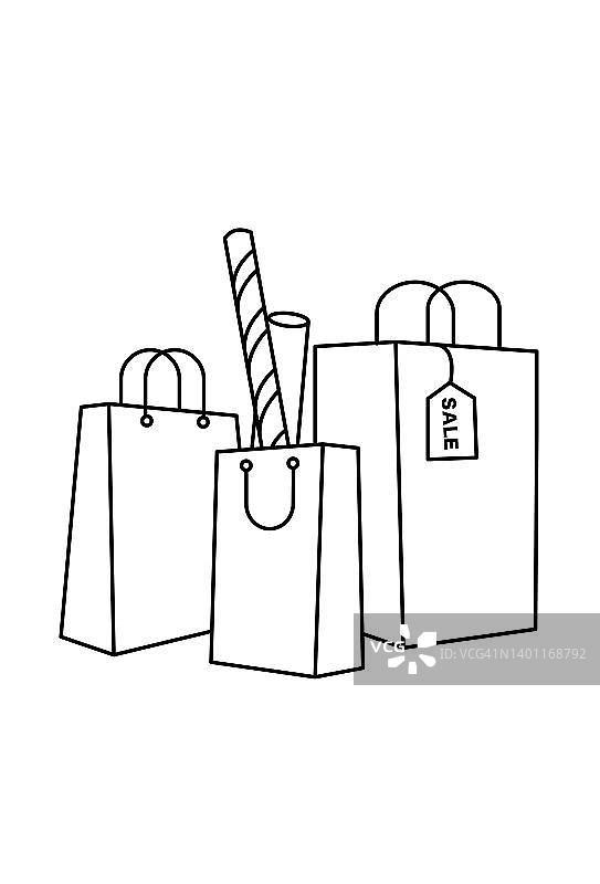 购物袋图标矢量插图单色。图片素材