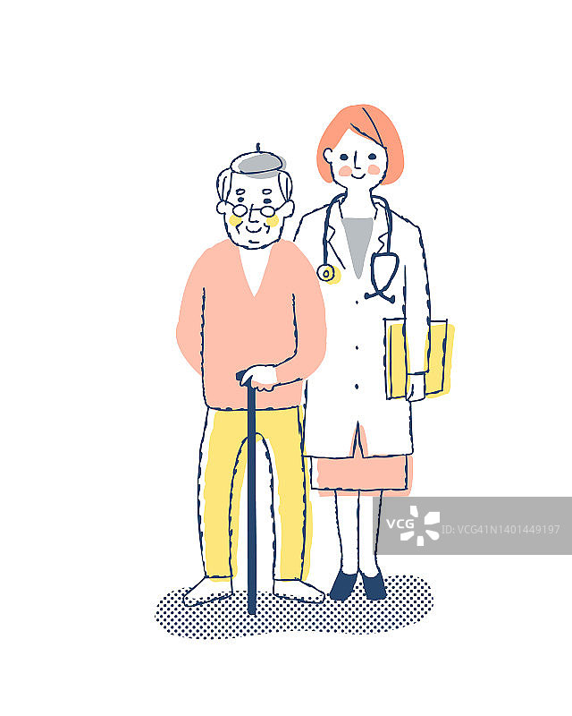 保健工作者妇女和老年男子图片素材