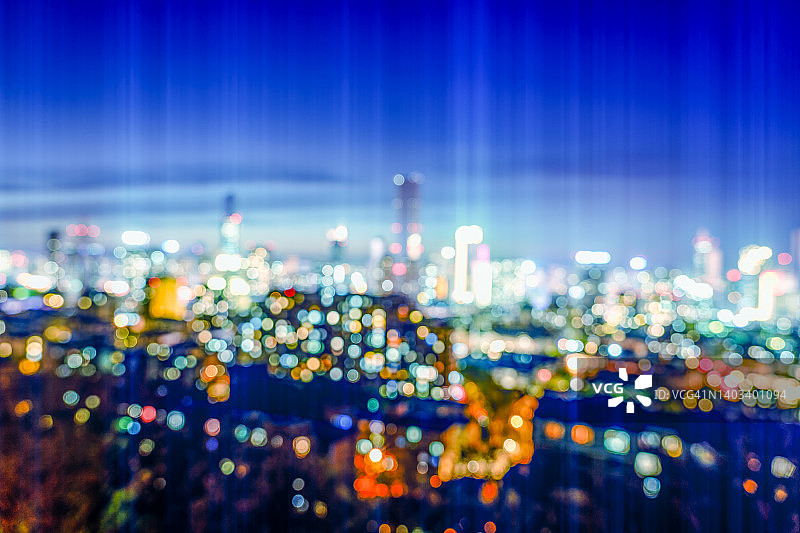 智慧城市和城市天际线的夜晚图片素材