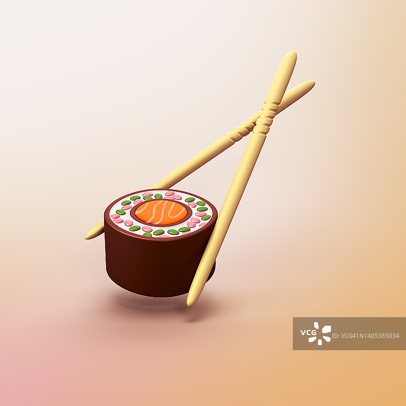 寿司棒风格的3d CGI图标对象图片素材