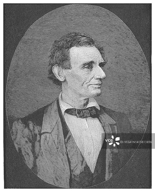 美国第16任总统亚伯拉罕·林肯的肖像。图片素材