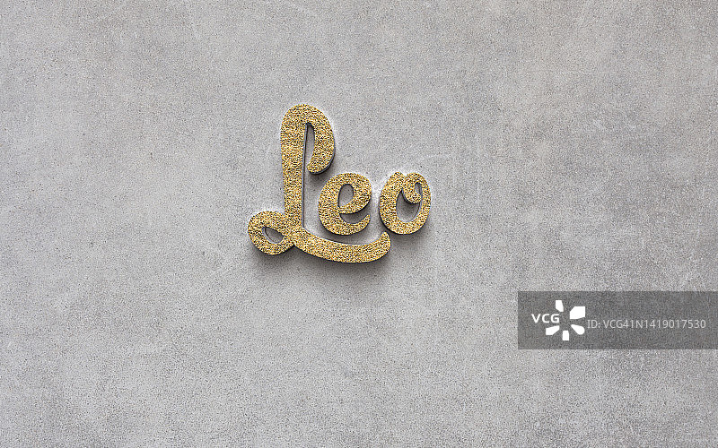 狮子座星座在黄金3d字母图片素材