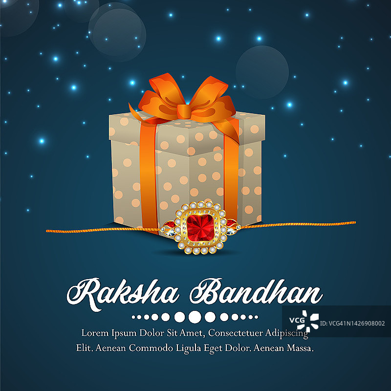 印度节日快乐的rakhi庆祝贺卡与创意礼物和rakhi图片素材