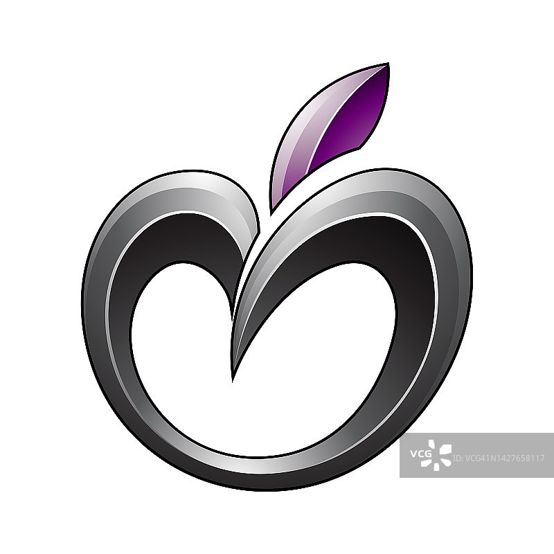 苹果图标在紫色和黑色的阴影图片素材