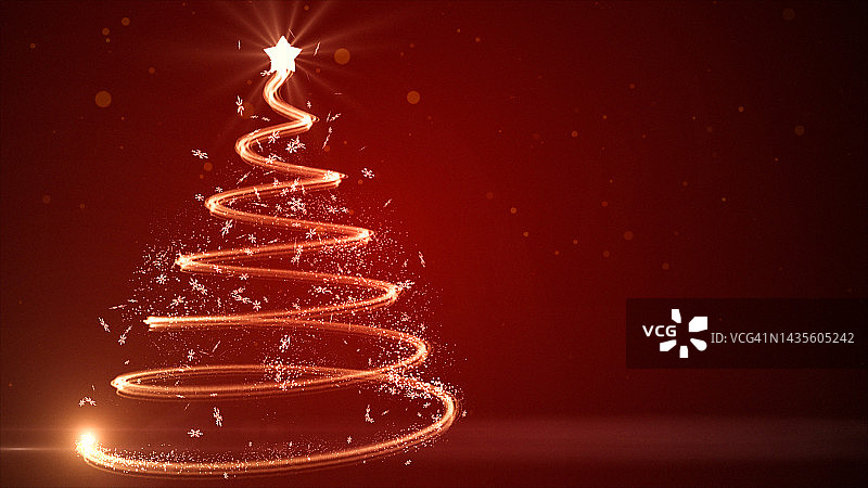 抽象发光的圣诞树与星星树顶饰图片素材