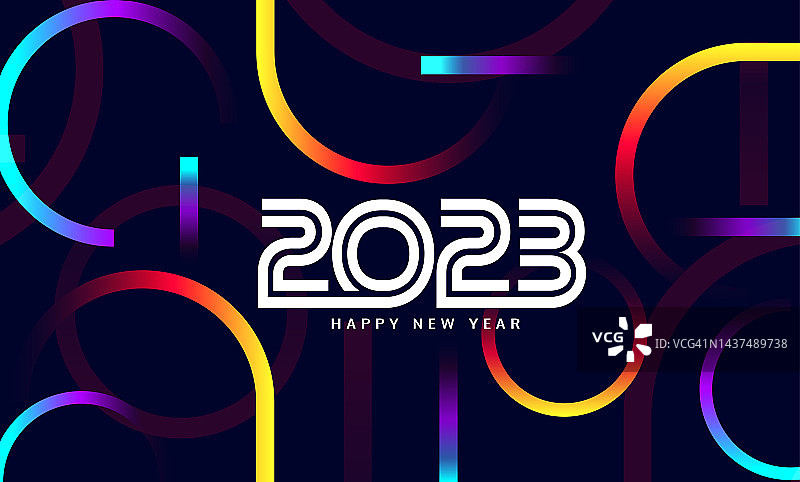 2023年新年快乐，明亮的彩色渐变背景为你的圣诞图片素材