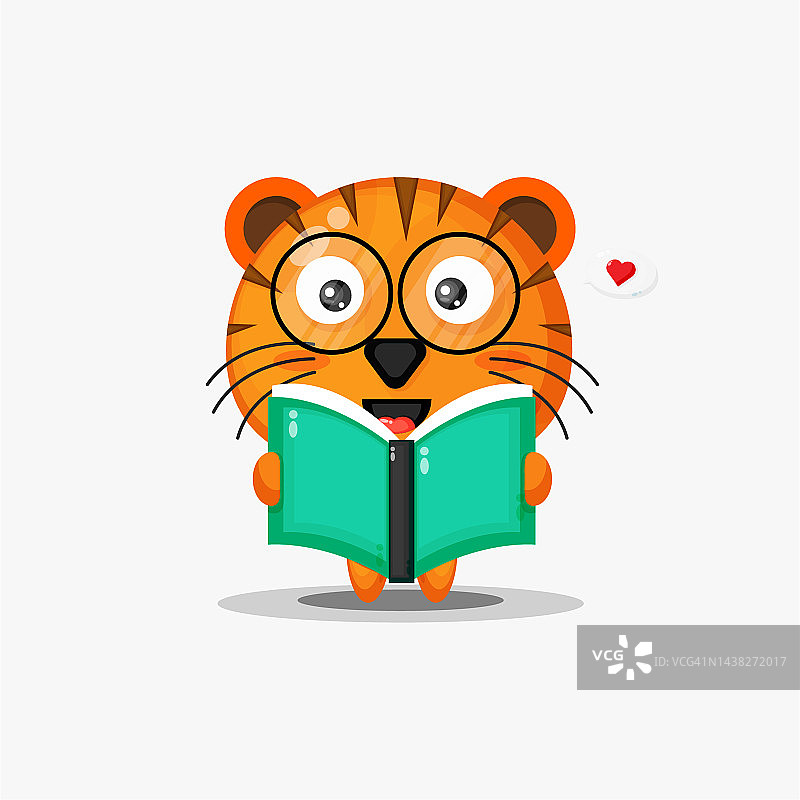 可爱的老虎正在看书图片素材