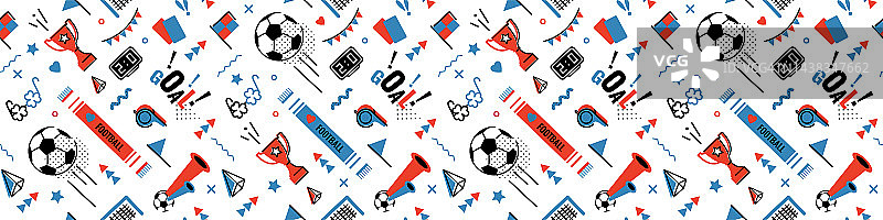 足球，足球抽象水平背景80年代孟菲斯风格。图片素材