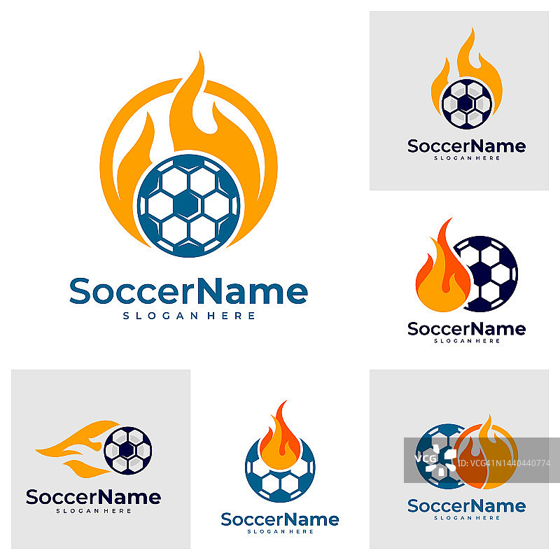 集火足球标志模板，足球标志设计矢量图片素材