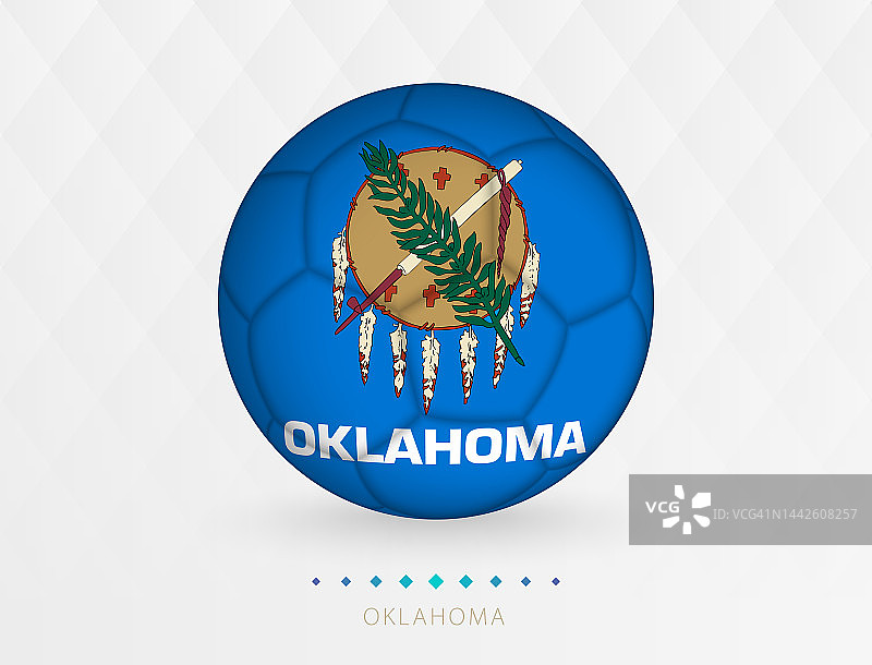带有俄克拉荷马州国旗图案的足球，带有俄克拉荷马州国家队国旗的足球。图片素材