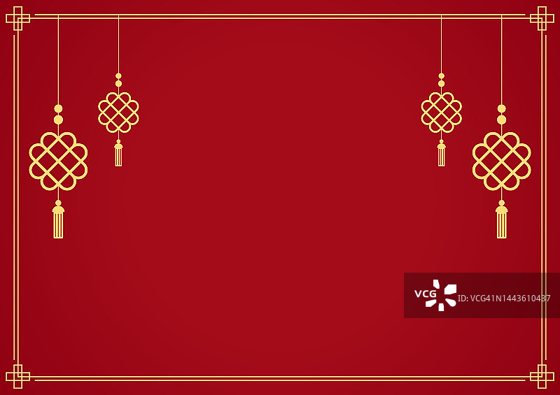 2023年春节快乐。中国新年旗帜与圈显示产品。贺卡。中国框架，红色背景灯笼。图片素材
