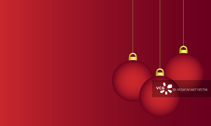红色背景的圣诞球，矢量。图片素材