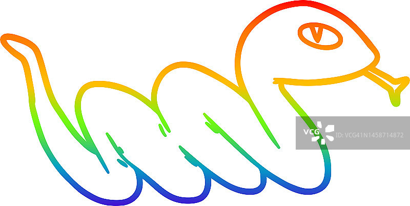 彩虹渐变线绘制的卡通滑蛇图片素材