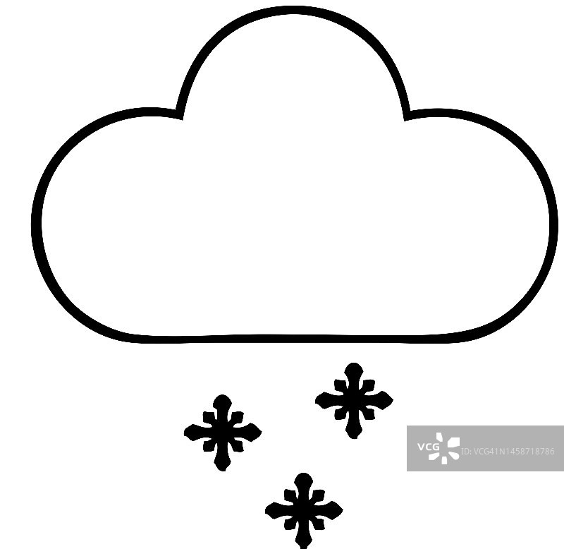 线条画的漫画风暴雪云图片素材