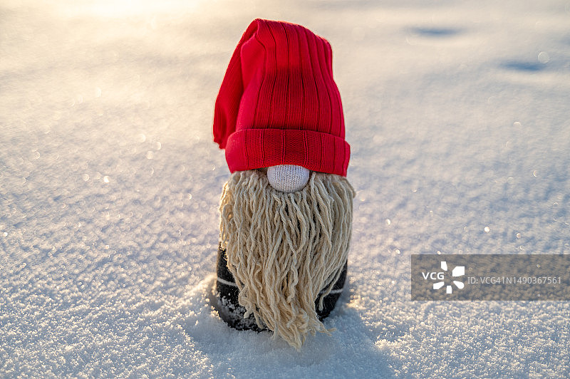 爱沙尼亚塔林，雪地上手工制作的圣诞地精图片素材