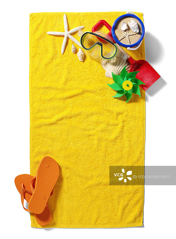 沙滩浴巾和一个角落的夏季配件图片素材