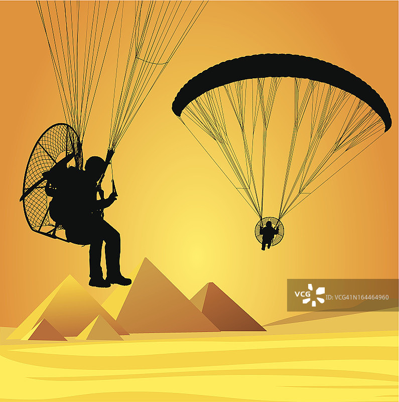 乘降落伞飞越开罗图片素材